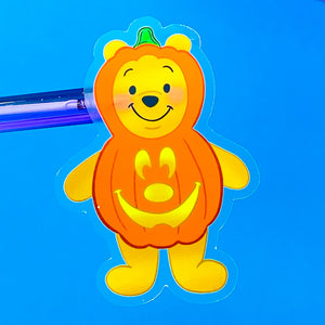 Pumpkin Bear Sticker - CLEAR