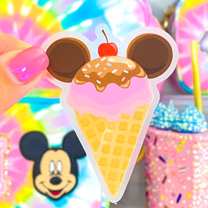 Strawberry Mouse Icecream Cone Sticker - CLEAR