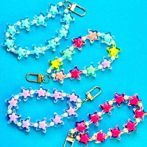 Beaded Pearl Star Charm Clips